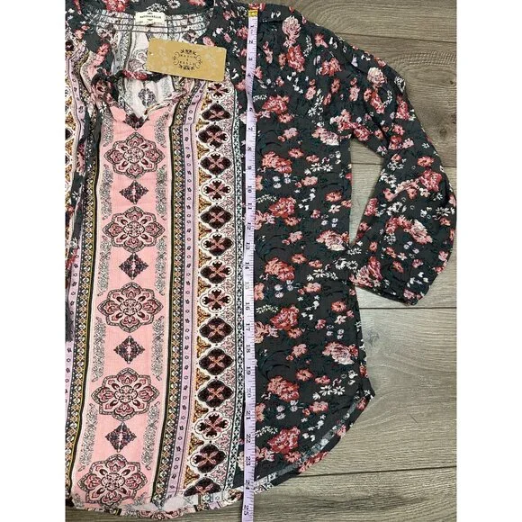 Mason & Belle Casey Tassel Detail Blouse - Gray/Pink S NEW - Picture 5 of 9